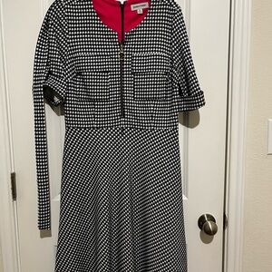 Shelby & Palmer Black and White Dress with Pink Collar